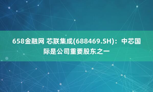 658金融网 芯联集成(688469.SH)：中芯国际是公司重要股东之一