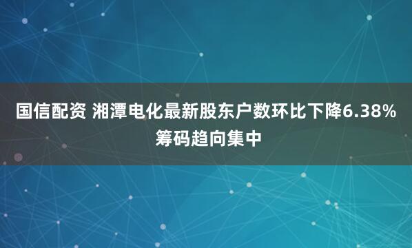 国信配资 湘潭电化最新股东户数环比下降6.38% 筹码趋向集中