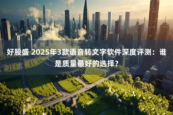 好股盛 2025年3款语音转文字软件深度评测：谁是质量最好的选择？
